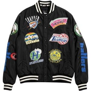Hudson Outerwear Varsity Jacket Streetwear Oversized Bomber Black White 3XL XXL